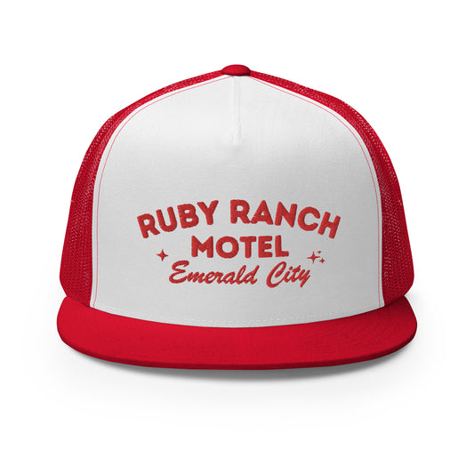 Ruby Ranch Motel Red Flat-Bill Trucker